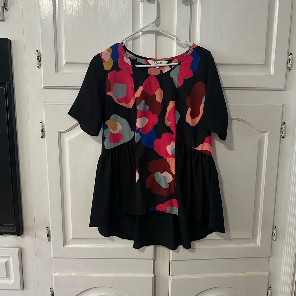 CROSBY by Mollie Burch Black and Multicolor Blouse